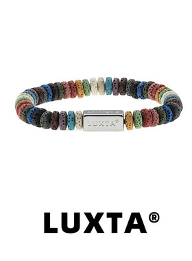 LUXTA 火山石手链嘻哈男 彩色感高品质美式潮时尚手串 弹力绳可调