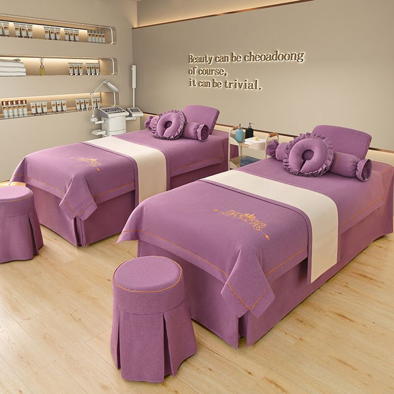 美容床罩四件套高档四季美容院专用按摩床套理疗床单简约洗头批发