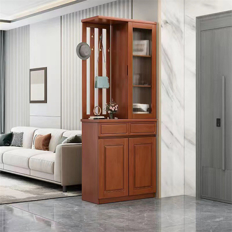 实木玄关门厅柜衣帽架鞋柜客厅隔断柜组合一体中式屏风双面间厅柜