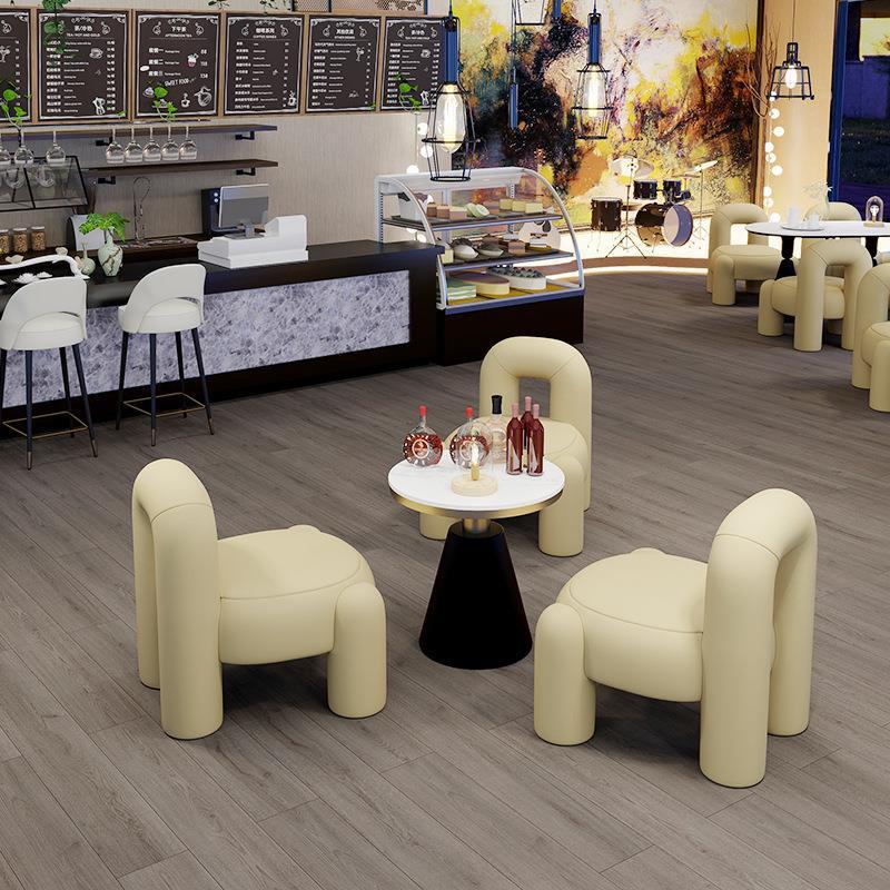 网红奶茶店咖啡店桌椅组合软包吧书吧休闲区靠背椅家用清梳妆椅子