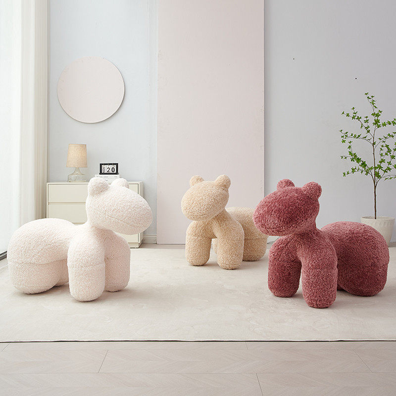 PonyChair网红小马椅子创意客厅羊羔毛简约时尚设计师动物儿童凳