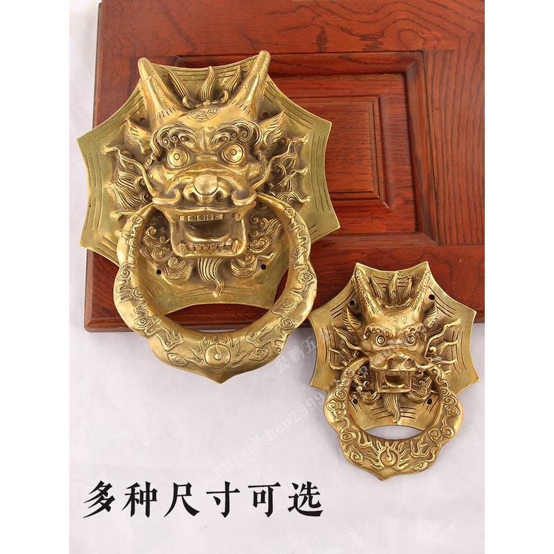 中式纯铜龙头大门拉手古建展会背景墙装饰龙头兽头摆件木门把手