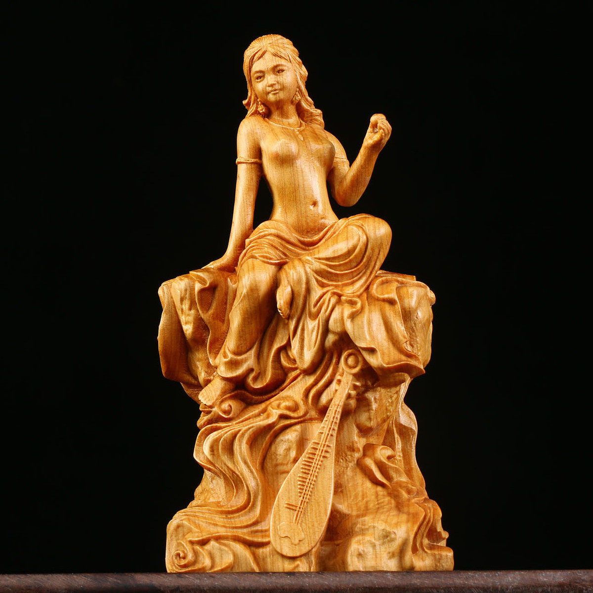 崖柏木雕坐石弁财天女创意摆件印度风女神中式客厅收藏工艺家居,家居饰品,根雕,淘宝优惠券,粉丝福利购,淘宝优惠卷