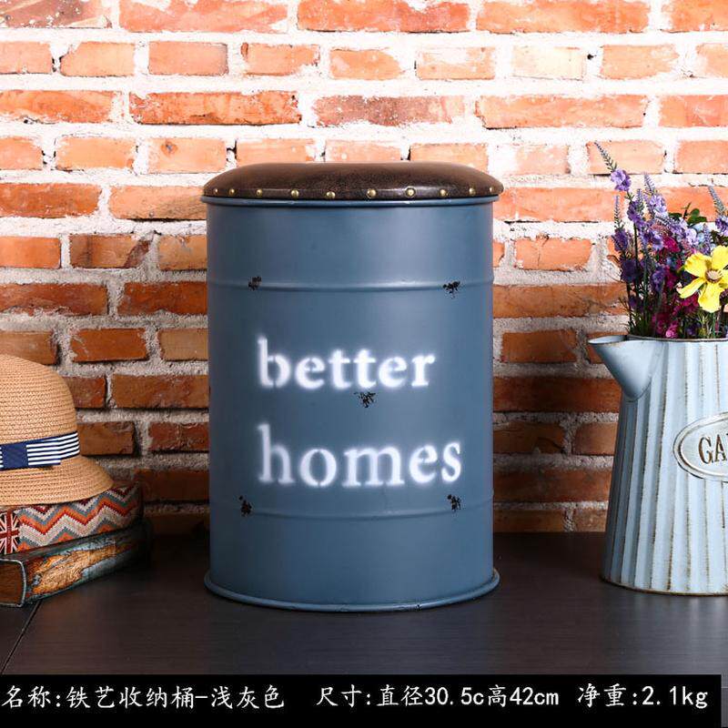 复古工业风铁艺油桶凳酒吧圆形店铺凳子桶铁皮油漆创意收纳物凳子