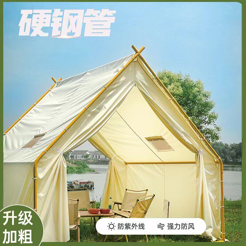 网红户外营地三角帐篷餐饮钢架屋露营天台铁艺景区民宿防雨烧烤棚
