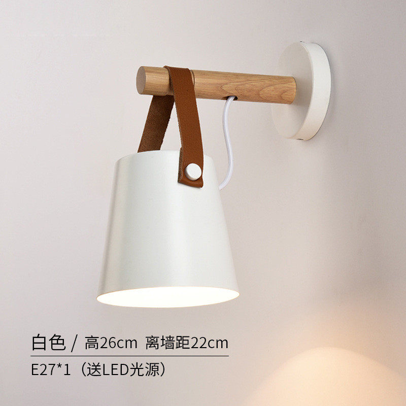 现代简约卧室书房创意木艺床头楼梯背景墙灯餐厅过道皮带小壁灯