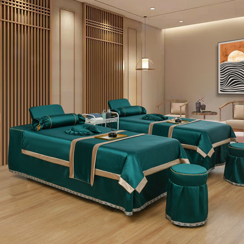 四季欧式高档美容院床罩推拿按摩理疗洗头床罩美容床罩四件套批发