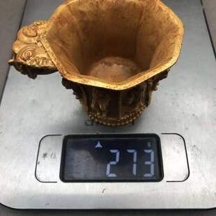古董古玩仿古纯铜铜加厚鎏金杯子八仙酒杯茶杯工艺乡下收藏老物件