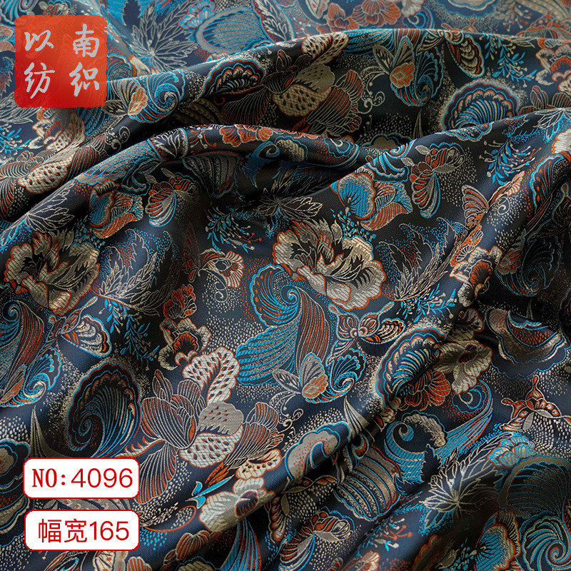 国风绸缎古装汉服蝴蝶色织布料古典童装香囊中式口金包提花面料