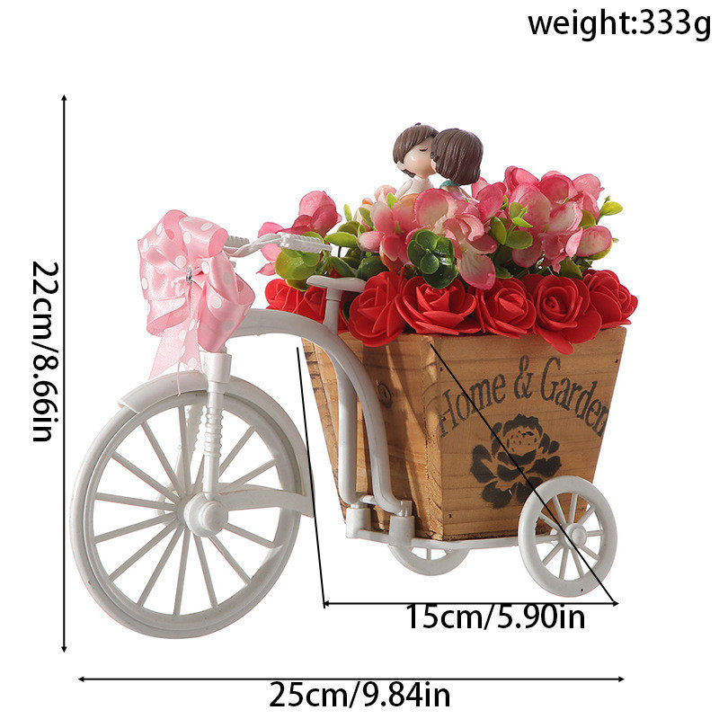 情人节玫瑰花装饰品摆件情侣布置花篮橱窗桌面纪念日装扮道具