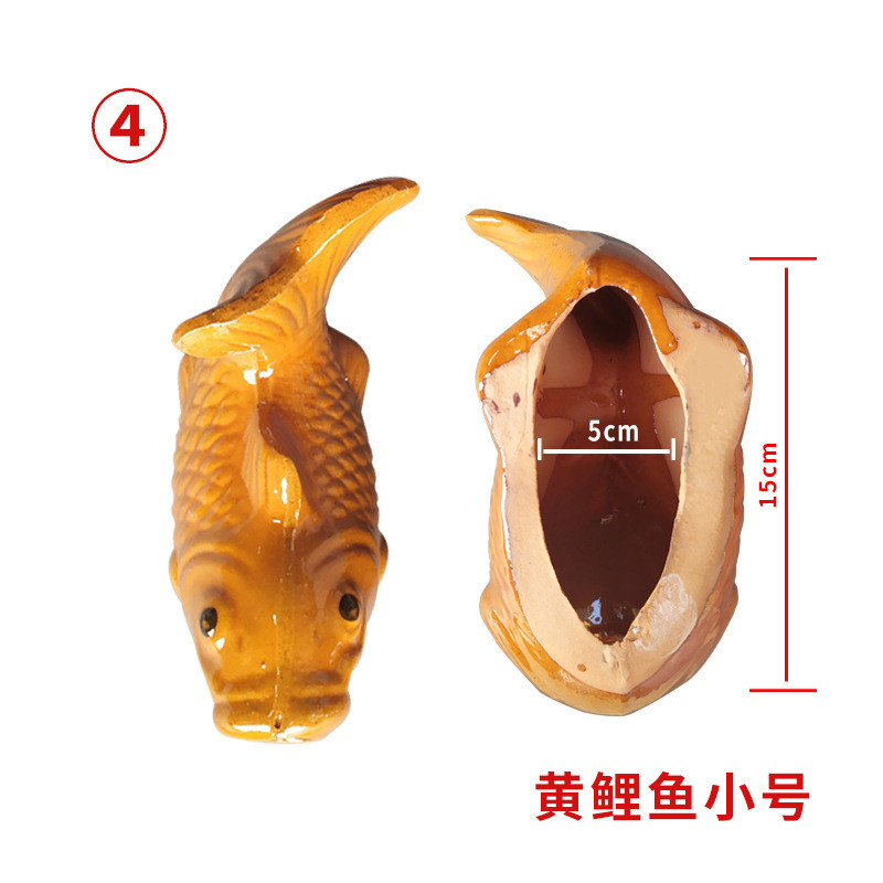琉璃瓦屋顶陶瓷金鱼排水口房顶出水鱼嘴外墙喷泉鲤鱼喷水挂件滴水