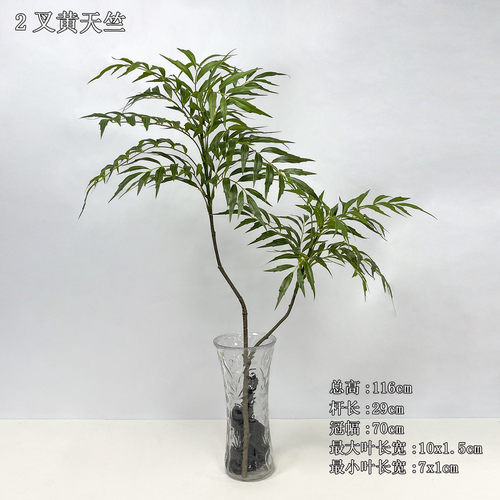 仿真2头黄天竹蕨大单枝树叶叶绿植装饰十大功劳叶子塑料材质假枝