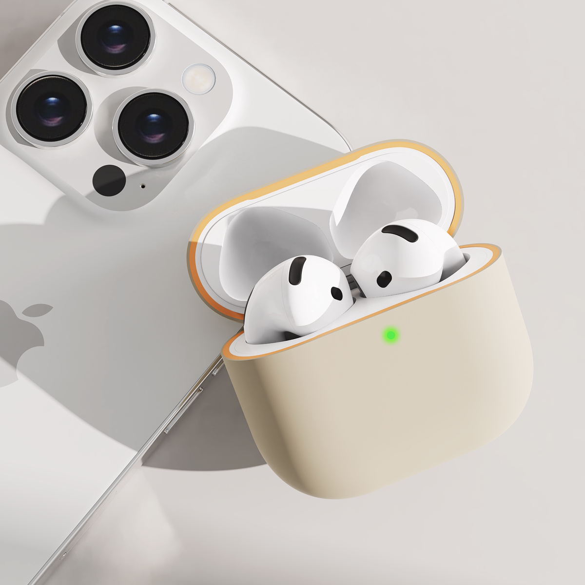 DamonLight原创设计耳机保护套AirPods 4硅胶蓝牙耳机套Damon保护壳耳机壳星光橙色夹心壳
