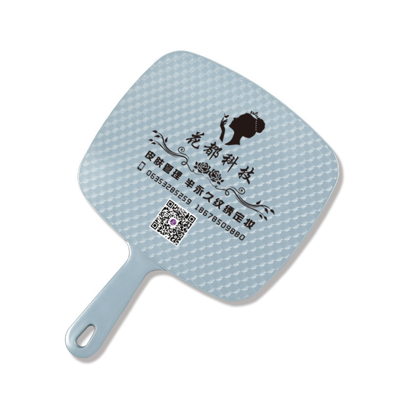 批发可来图logo图案广告黑色亚克力手柄镜镜子手持镜纹绣镜美容镜