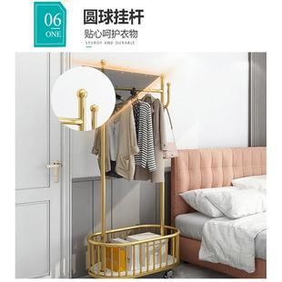 衣架落地家用衣帽架卧室挂置物架带储物柜小型床边放衣服脏衣篓