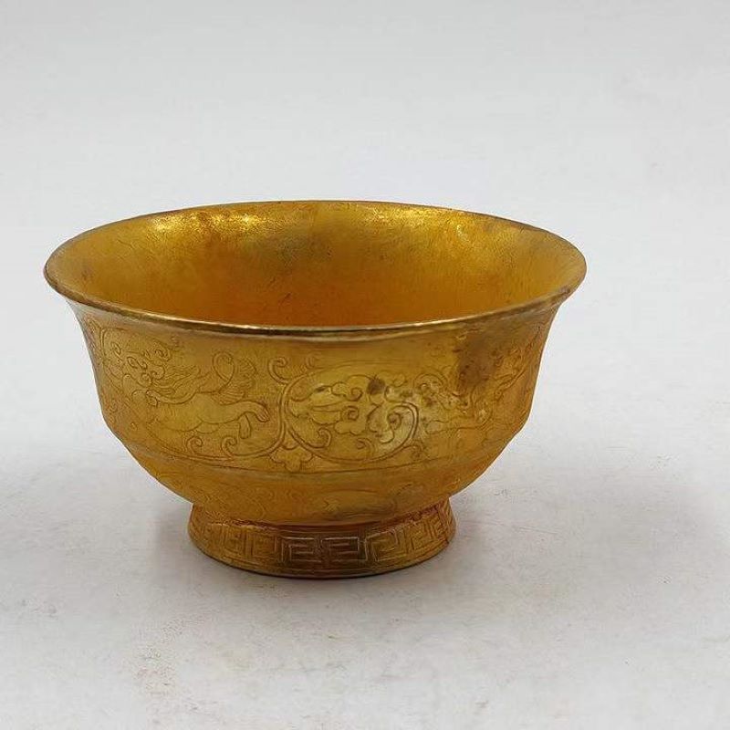 古董古玩批发鎏金纯铜加厚仿古杯子酒杯水杯茶杯文玩乡下收老物件