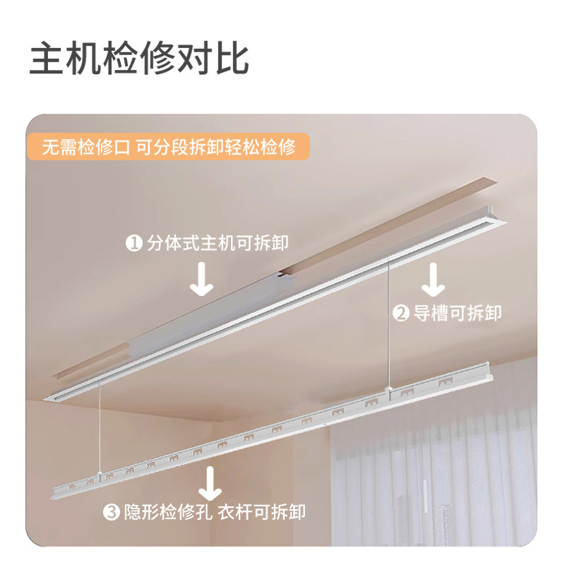 隐形电动晾衣架阳台嵌入式暗藏式智能遥控升降自动家用单杆晾衣机