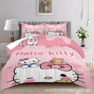 畅销床上三件套大学生宿舍单人被套数码印花卡通枕头套