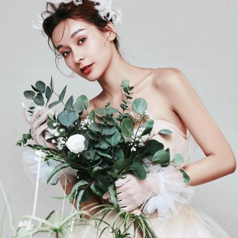 2020新款新娘旅拍婚纱摄影白色纱手套结婚婚纱配饰影楼摄影道具