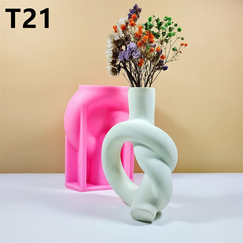 简约风硅胶模具装饰摆件花瓶创意交叉花瓶家居电视柜摆设t21