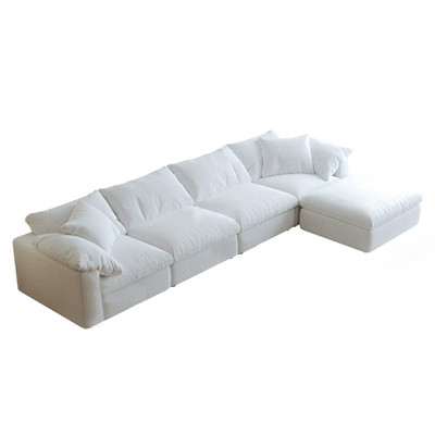 现代简约亚麻云沙发设计师侘寂风羽绒模块轻奢cloud布艺沙发组合