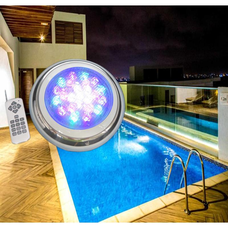 led泳池水池七彩挂壁式水底灯水下壁灯室外鱼池灯灯rgb+白光12v