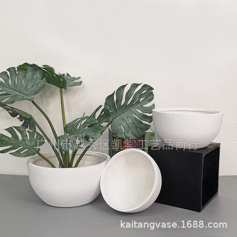 时尚圆碗形玻璃钢花盆酒店餐桌室内花花艺美陈公司蝴蝶兰钵摆件