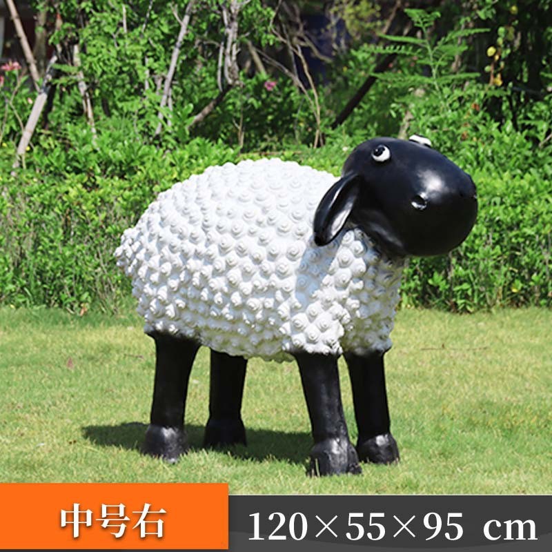 户外花园仿真草皮卷毛羊雕塑绵羊庭院幼儿园草坪山羊造景装饰摆件