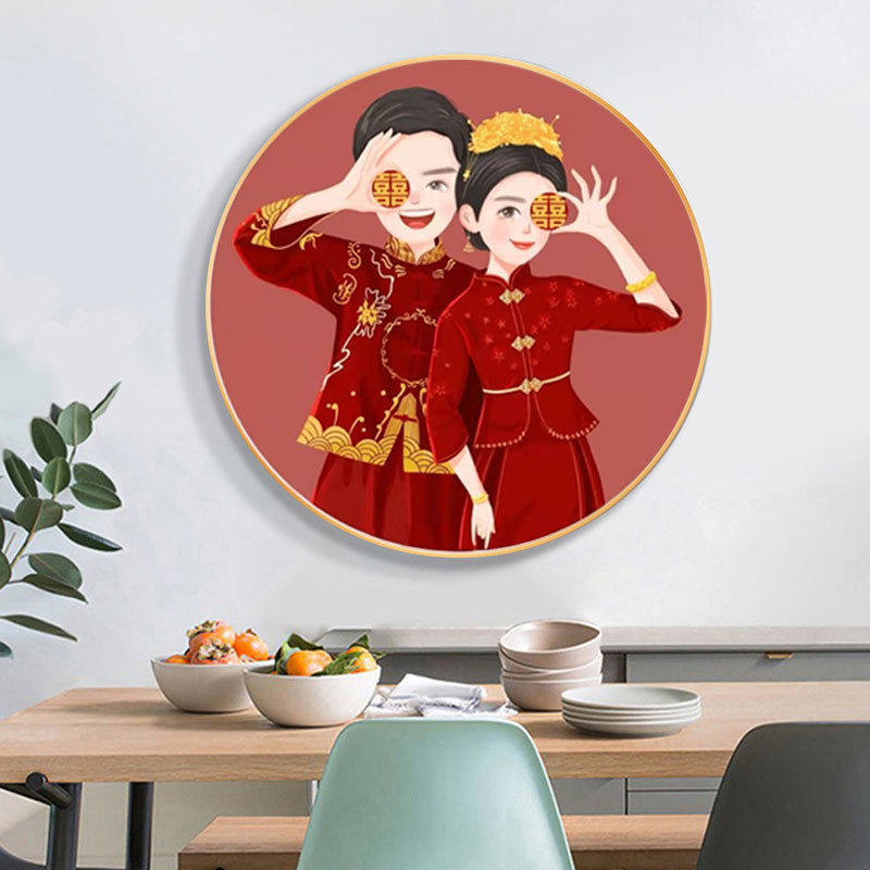 珠绣十字绣全珠子绣新婚喜字图新郎新娘圆形新款串珠绣彩珠绣满绣