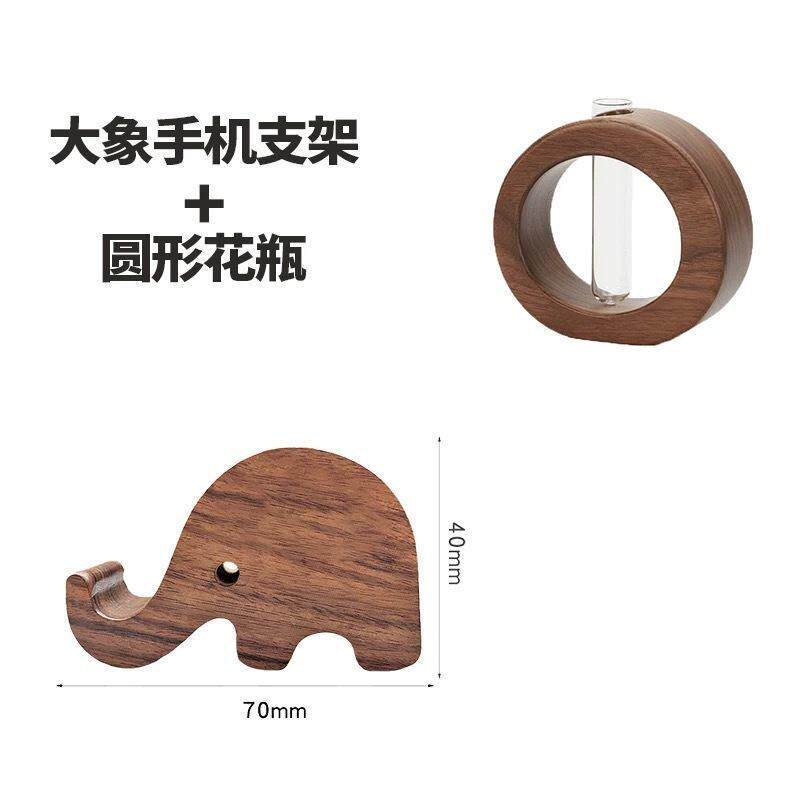 胡桃木桌面摆件水培干花绿植创意中式玄关斗柜客厅高级装饰小摆件