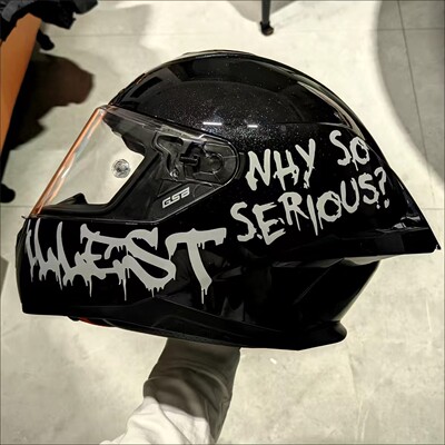 WHY SO SERIOUS小丑头盔装饰贴纸JOKER电动车摩托illest反光车贴