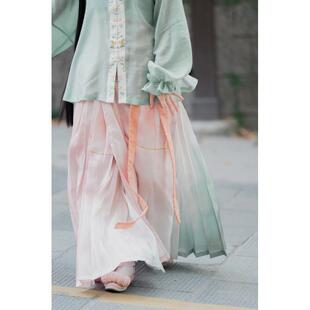 禅山记影青釉里红百迭窄袖褙子宋制长干寺褙子