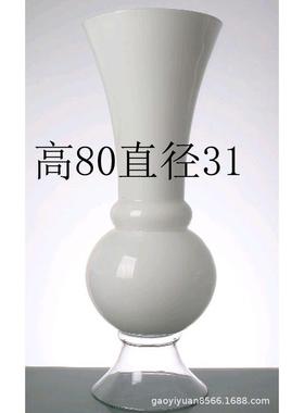 简约现代白色玻璃花器客厅餐厅样品间玻璃花器水培摆件玻璃花瓶