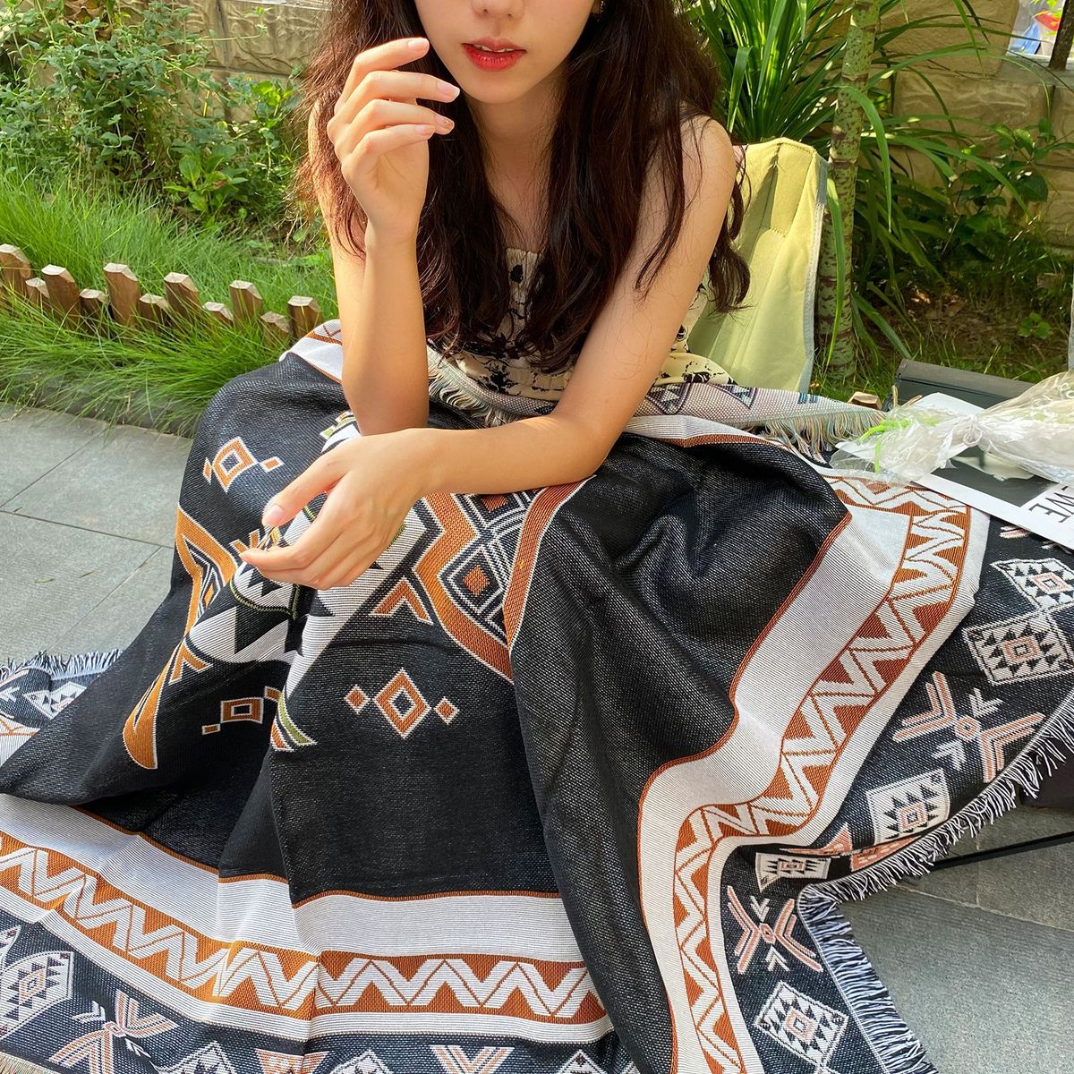 沙发毯子ins风户外毯子露营毯子野餐毯线毯午睡毯波西米亚毯子