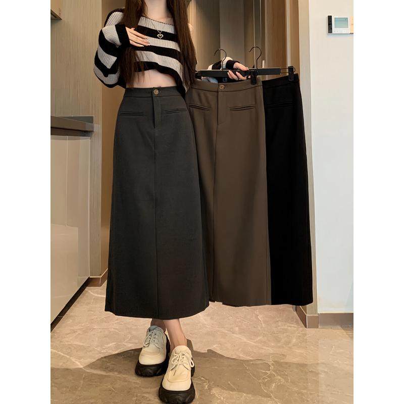 黑色中长款大码梨形身材显瘦a字裙灰色遮胯子,女装/女士精品,半身裙,淘宝优惠券,粉丝福利购,淘宝优惠卷