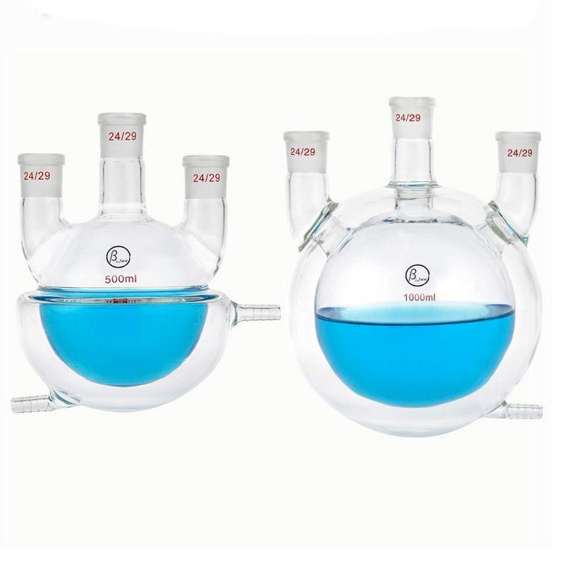 全包半包双层夹套单口底烧瓶圆二口三口四口夹套双层反应釜反应瓶