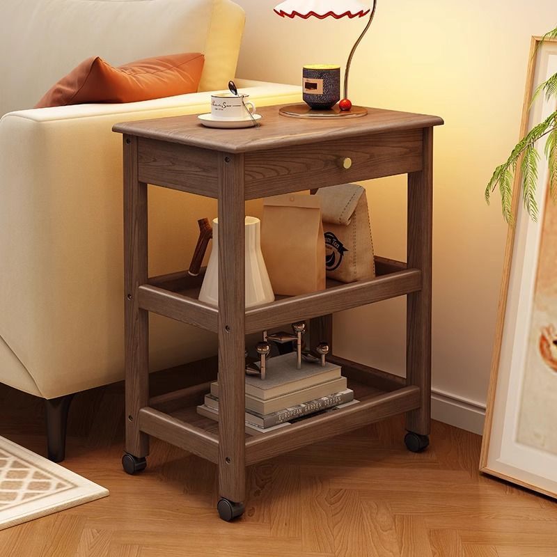 可移动沙发边几桌边实木小茶几推车置物架床头柜阳台小茶桌茶水架