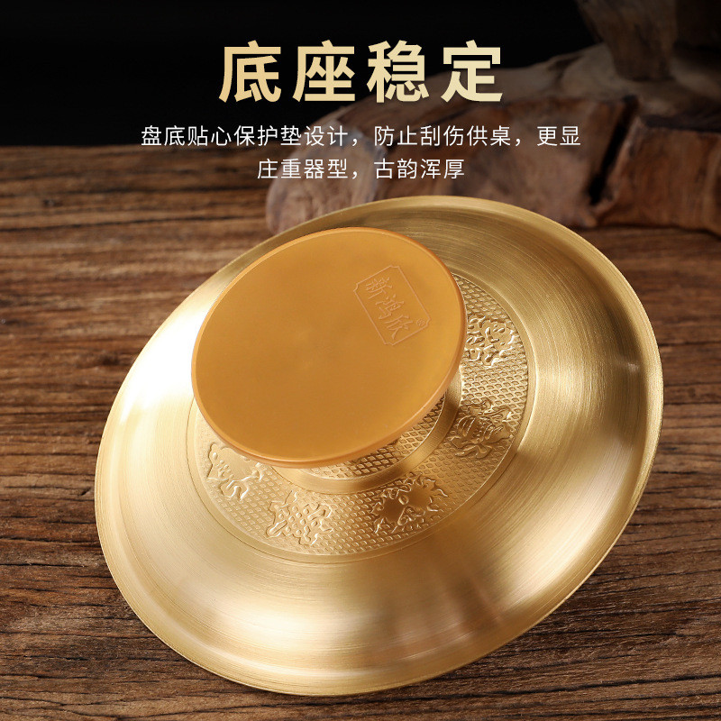 ce2q批发黄铜莲花水果盘供果盘家用盘盘子铜贡品中式上供供奉用品