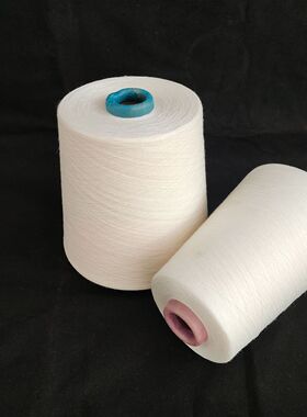 混纺纱线ls/c88/1220白色30支两股支紧密纺优质有机再生棉纱