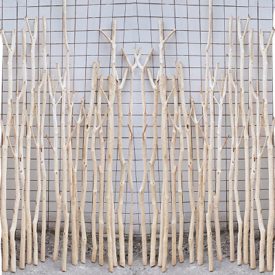 天然去皮原木杆枯树枝树杈树干服装店挂衣杆衣架窗帘杆装饰枯木