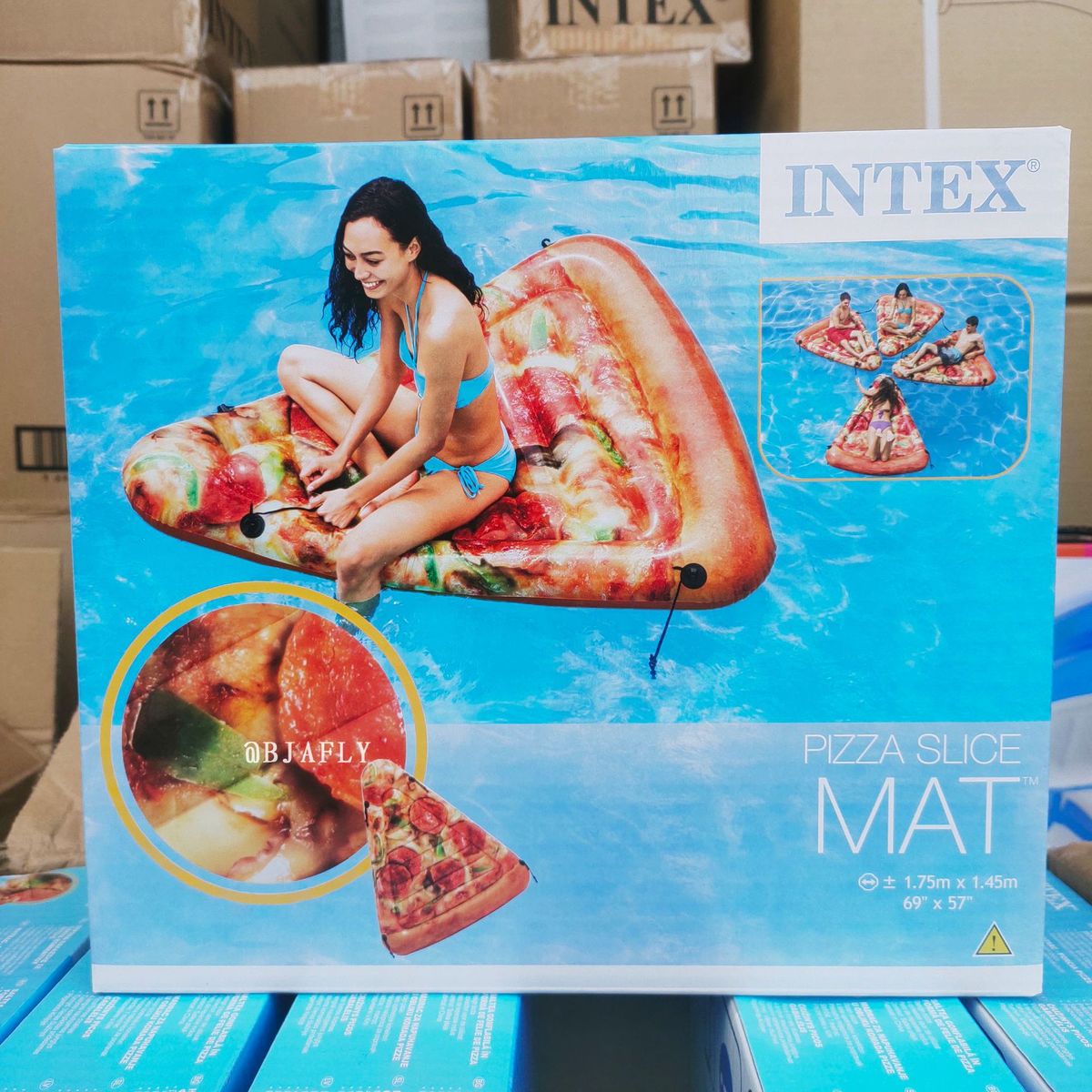 intex58752排浮排单人浮披萨充气浮床水床水上气垫床