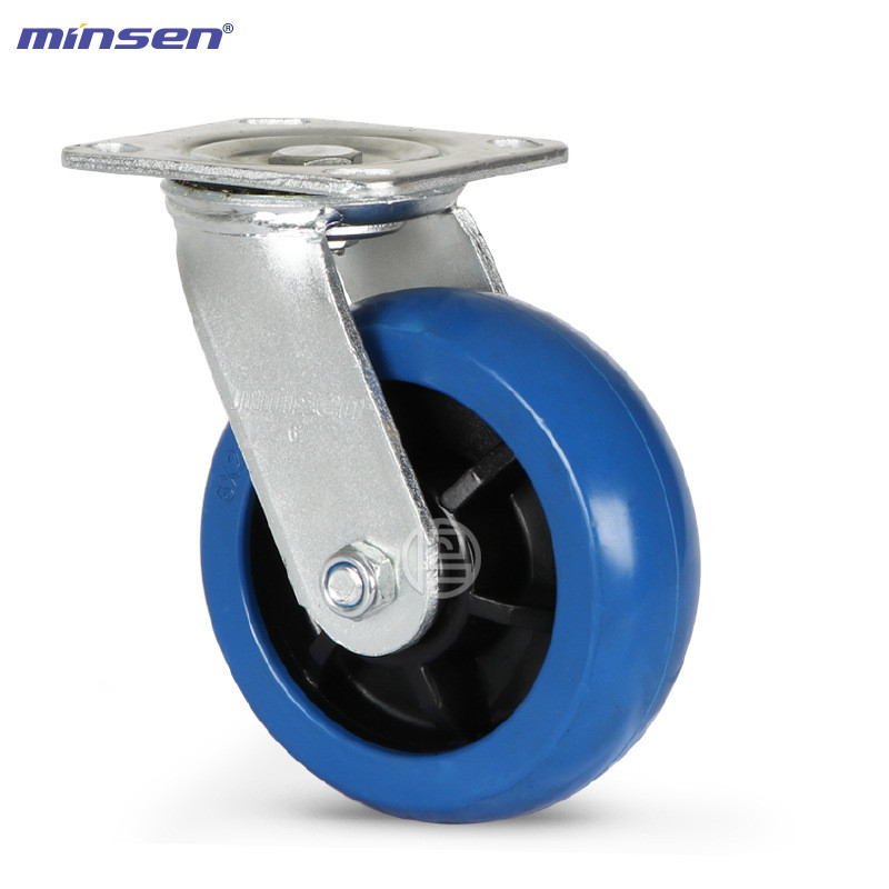 高弹力橡胶脚轮工业搬运万向承重动轮重型双轴高活轱辘4/5/6/8寸