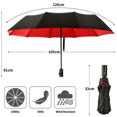 Umbrella雨伞全自动十骨双层伞折叠雨伞防风商务伞晴雨伞遮阳伞