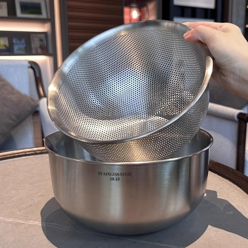 【自留款】加厚316不锈钢沥水篮洗菜盆家用漏盆厨房滤水篮淘米篮