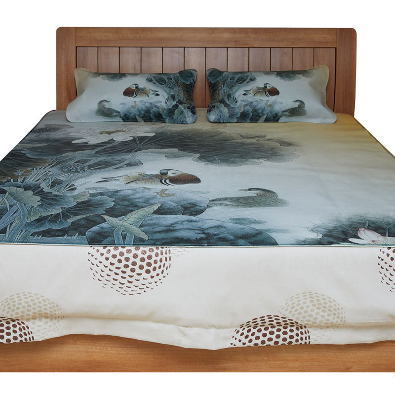 套头水牛皮凉席批发牛皮凉席三件彩绘层水牛皮软席子1.8米皮床垫