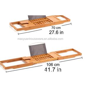 创意木质浴室收纳架家用浴缸泡澡手机红酒架平板浴缸竹制置物架