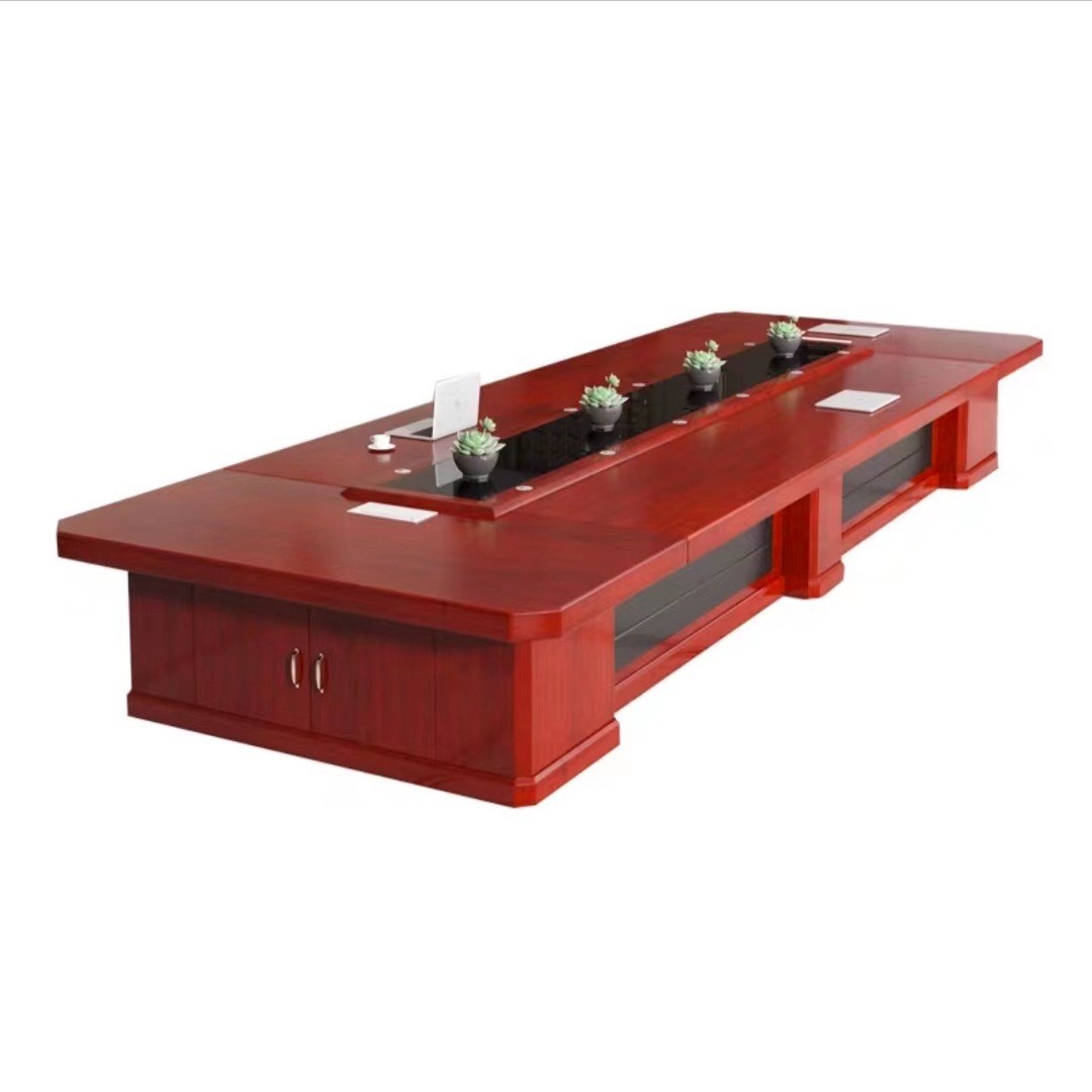 大型会议桌长桌油漆洽谈桌椅组合实木办公会议室高档长方形培训桌