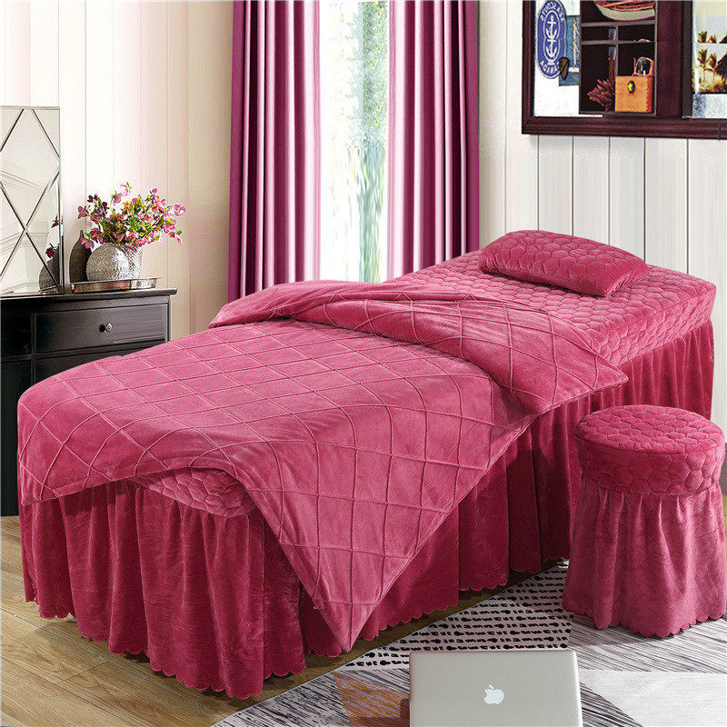 水晶印菱格美容床罩四件套美容院按摩理疗床绒绣logo厂家批发,床上用品,床裙,淘宝优惠券,粉丝福利购,淘宝优惠卷