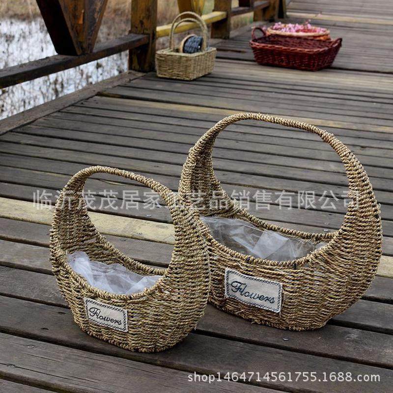 草编装饰品吊篮阳台装饰品摆件挂饰店铺多肉植物花盆收纳篮购物篮,鲜花速递/花卉仿真/绿植园艺,花盆,淘宝优惠券,粉丝福利购,淘宝优惠卷