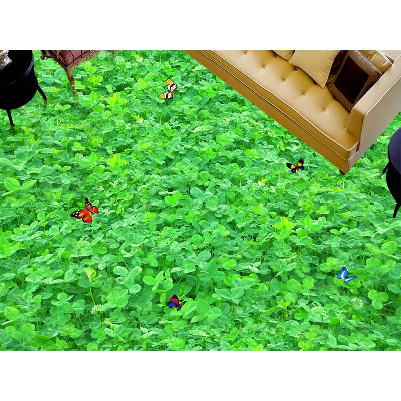 卫生间立体荷塘金鱼打印石头小路3dpvc自粘地板地板贴